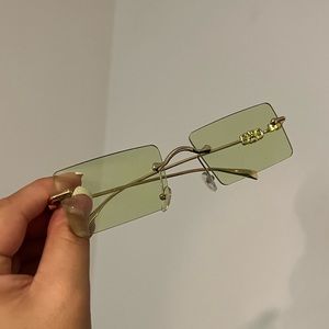 Y2K Frameless Green snd Gold Sunnies